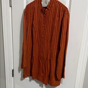 Elegant Orange Striped Women's Blouse